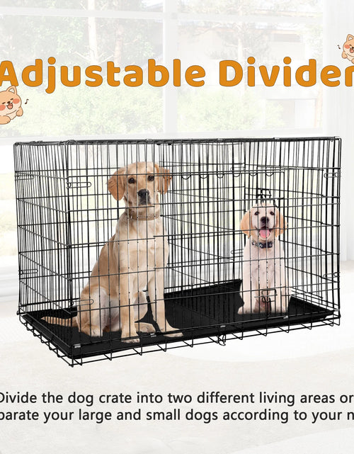 Load image into Gallery viewer, 42 Inch Dog Crate, Dog Crates and Kennels Foldable Large Dog Crate for Large Dogs with Handle Double-Door Outdoor Metal Wire Dog Cage with Plastic Tray for Medium Dogs, Black
