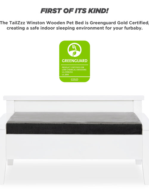 Load image into Gallery viewer, Winston Small Elevated Wooden Pet Bed with Plush Mattress, White
