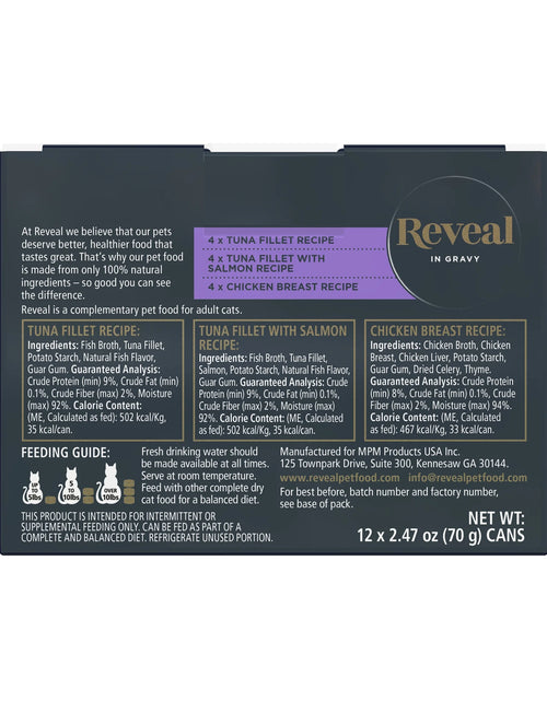 Load image into Gallery viewer, Reveal Natural Wet Cat Food, Fish &amp; Chicken in Gravy Variety Pack, 12 X 2.47 Oz Cans
