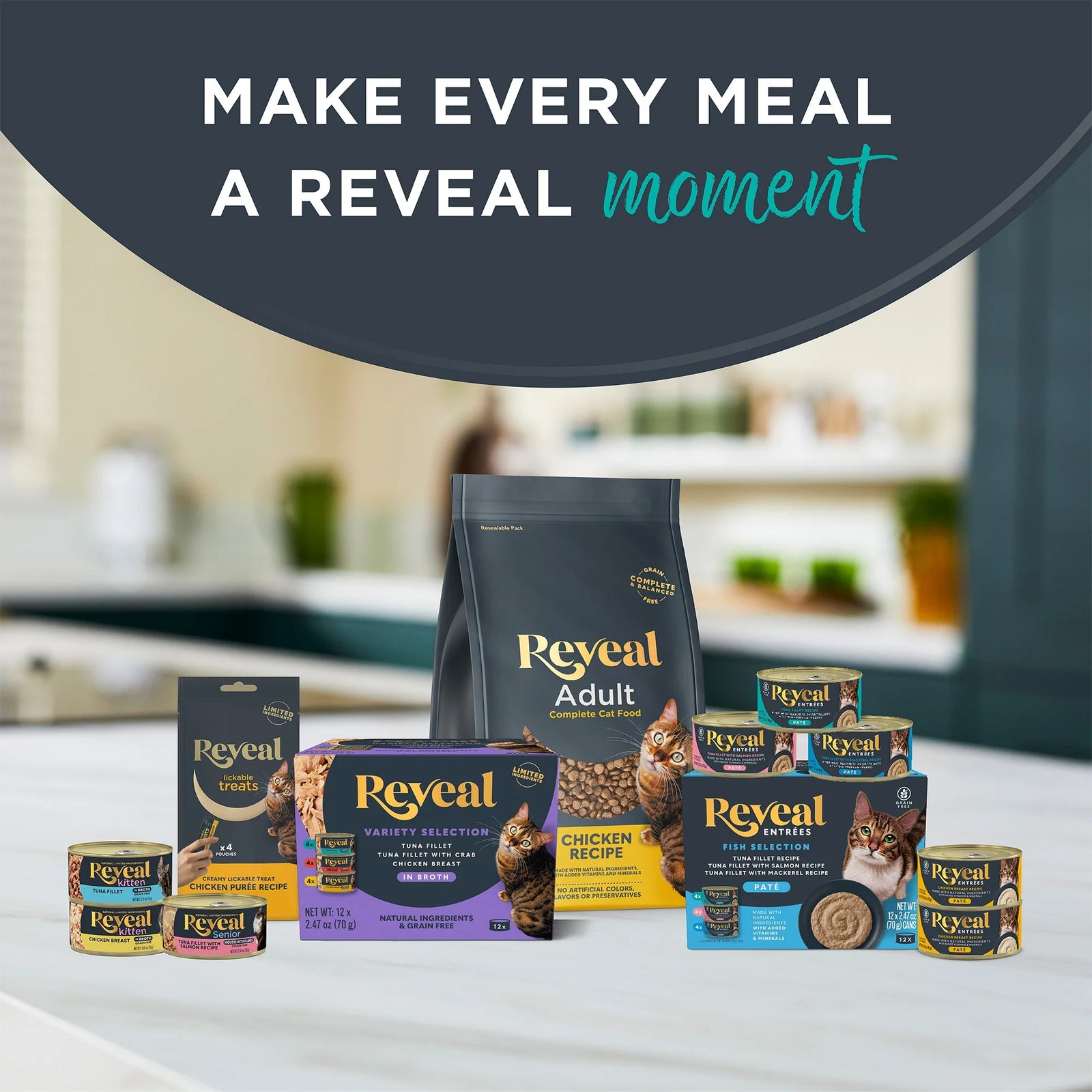 Reveal Natural Wet Cat Food, Fish & Chicken in Gravy Variety Pack, 12 X 2.47 Oz Cans