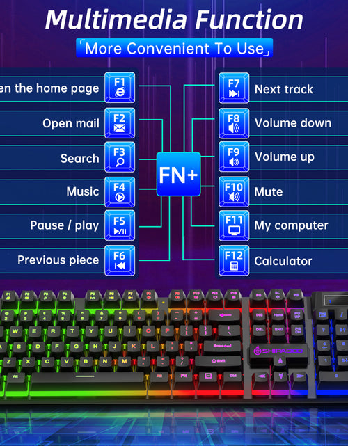 Load image into Gallery viewer, Gaming Keyboard and Mouse Combo, RGB LED Backlit Wired Computer Keyboard, Rainbow Light up USB Keyboard with 26 Anti-Ghosting Keys for PC Gamer, Laptop, Office, Black
