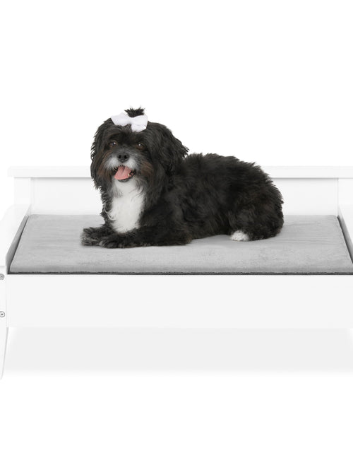 Load image into Gallery viewer, Winston Small Elevated Wooden Pet Bed with Plush Mattress, White
