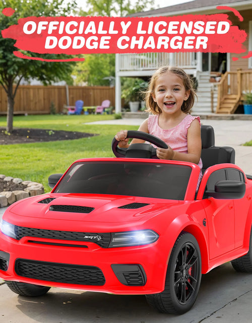 Load image into Gallery viewer, Dodge Electric Ride on Cars for Kids, 12V Licensed Dodge Charger SRT Hellcat Powered Ride on Toys with Parent Remote Control, Electric Car for Girls Boys 3-5 W/Music Player/Led Lights, Red
