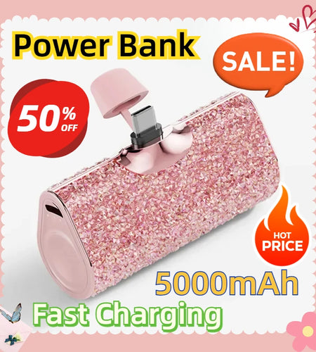 Portable Charger Mobile Power Bank Power Banks Fast Charging Power Bank Shiny Diamond Fashion High Quality 5000Mah