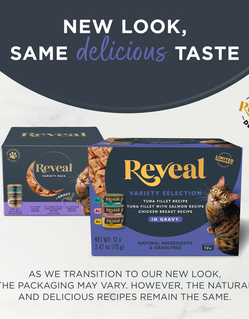 Load image into Gallery viewer, Reveal Natural Wet Cat Food, Fish &amp; Chicken in Gravy Variety Pack, 12 X 2.47 Oz Cans

