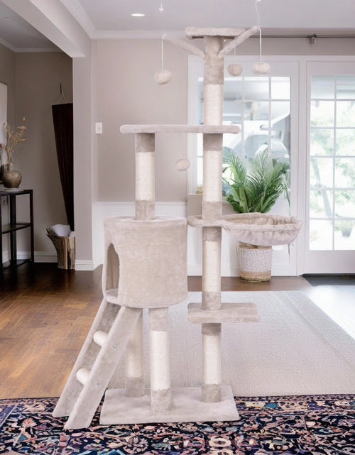Load image into Gallery viewer, 56" Cat Tree Tower for Indoor Cats with Ladder, Scratching Posts Cat Condo for Multiple Cats Jump Platform Cat Furniture Activity Center, Beige
