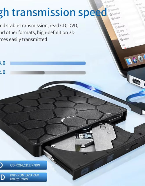Load image into Gallery viewer, External DVD RW Drive USB 3.0 Type C 2 in 1 Interface Slim DVD CD Writer Burner Reader Player Optical Drive for Laptop PC
