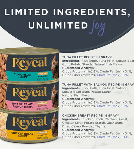Reveal Natural Wet Cat Food, Fish & Chicken in Gravy Variety Pack, 12 X 2.47 Oz Cans