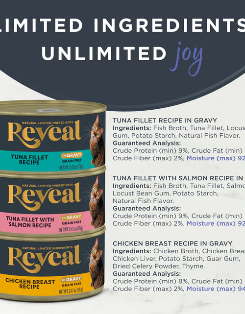 Load image into Gallery viewer, Reveal Natural Wet Cat Food, Fish &amp; Chicken in Gravy Variety Pack, 12 X 2.47 Oz Cans

