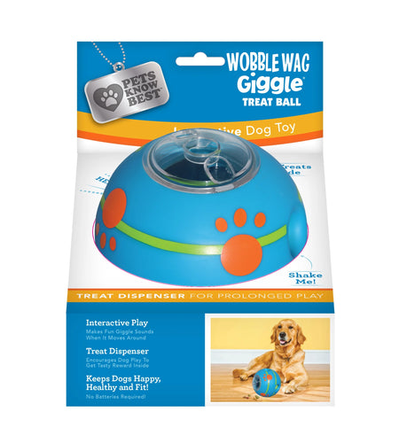 Wobble Wag Giggle Treat Ball, Interactive Dog Toy & Treat Dispenser, Blue