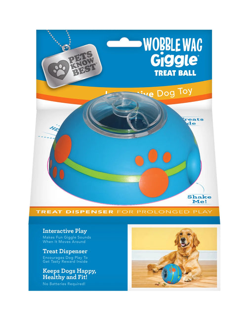 Load image into Gallery viewer, Wobble Wag Giggle Treat Ball, Interactive Dog Toy &amp; Treat Dispenser, Blue
