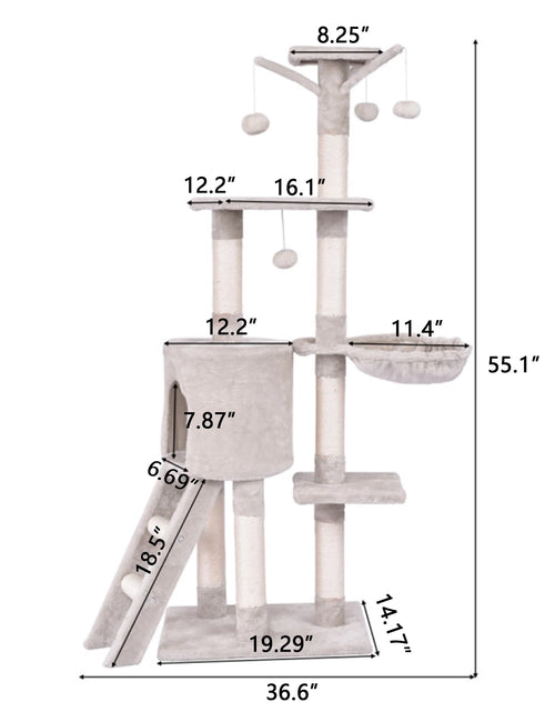 Load image into Gallery viewer, 56" Cat Tree Tower for Indoor Cats with Ladder, Scratching Posts Cat Condo for Multiple Cats Jump Platform Cat Furniture Activity Center, Beige
