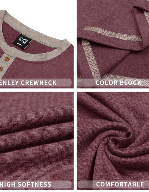Load image into Gallery viewer, Crew Neck Henley Men Shirts Long Sleeve Shirts for Men Casual Color Block Tops
