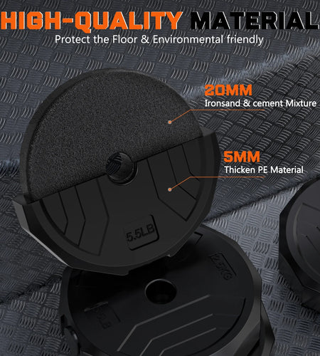 66Lb 4-In-1 Adjustable Dumbbells Set Free Weight Set with Connector Used as Barbell, Kettlebells, Push up Stand, Fitness Exercises for Home Gym Suitable Men/Women