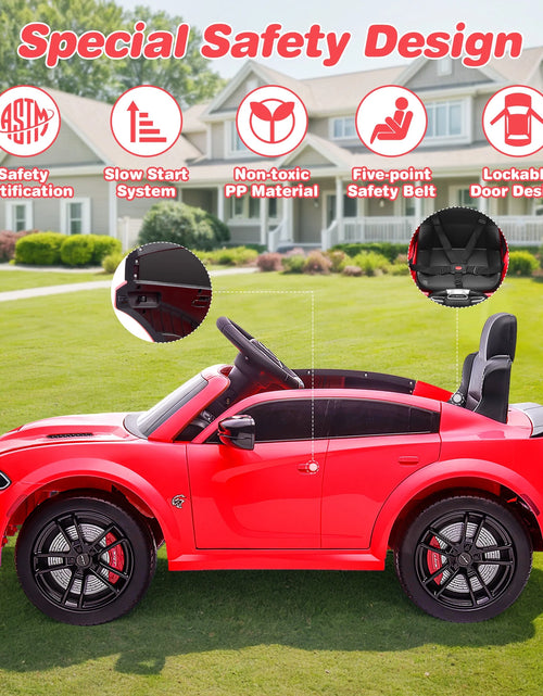 Load image into Gallery viewer, Dodge Electric Ride on Cars for Kids, 12V Licensed Dodge Charger SRT Hellcat Powered Ride on Toys with Parent Remote Control, Electric Car for Girls Boys 3-5 W/Music Player/Led Lights, Red
