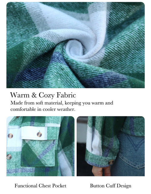 Load image into Gallery viewer, Womens Shacket Plaid Shirts Flannel Shacket Jacket Long Sleeve Button down Shirt Trendy Fall Outfits for Women Coats
