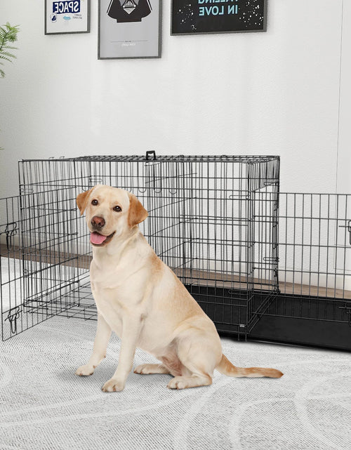 Load image into Gallery viewer, 42 Inch Dog Crate, Dog Crates and Kennels Foldable Large Dog Crate for Large Dogs with Handle Double-Door Outdoor Metal Wire Dog Cage with Plastic Tray for Medium Dogs, Black
