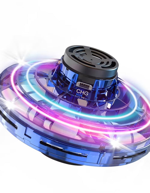 Load image into Gallery viewer, Flying Spinner Mini UFO Toy for Kids, Flying Fidget Spinner UFO Toy , Flying Orb Ball Hand Operated with 360 ° Rotating and LED Lights for Adult and Kids (Blue)
